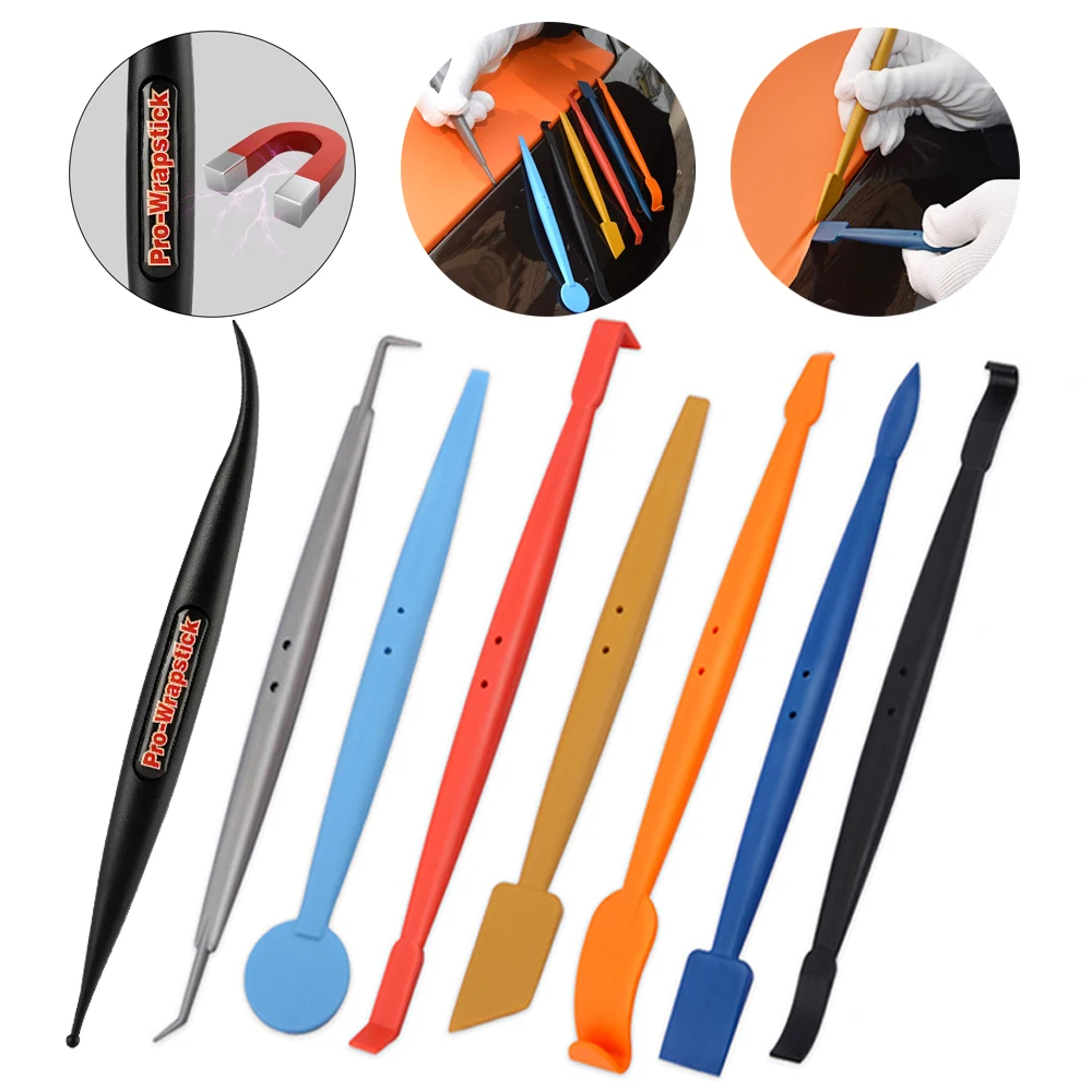 

EHDIS Magnetic Stick Squeegee Carbon Fiber Wrapping Vinyl Applicator Automotive Covering Film Decal Edge Corner Install Tool Kit