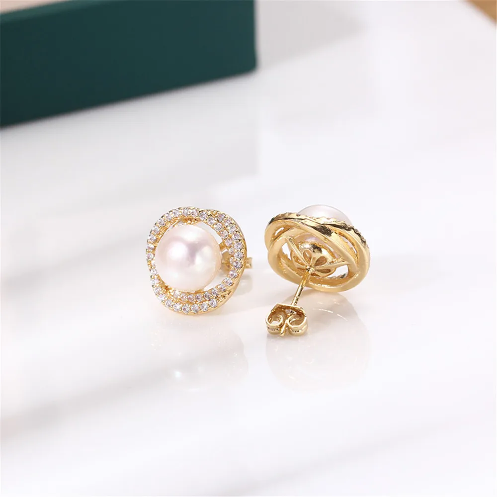 

Copper 14K gold plated gold S925 silver pin earring Daisy earring pearl DIY accessories female accessories