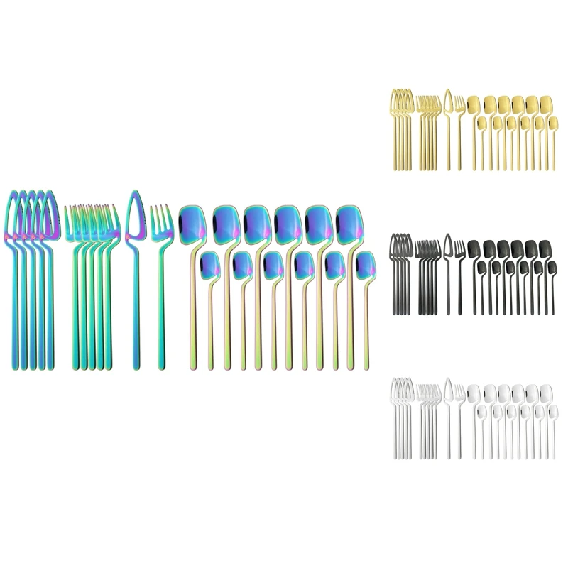 

Cutlery Set Stainless Steel Dinnerware Knife Fork Spoon Dinner Tableware Bar Silverware Set Kitchen Flatware
