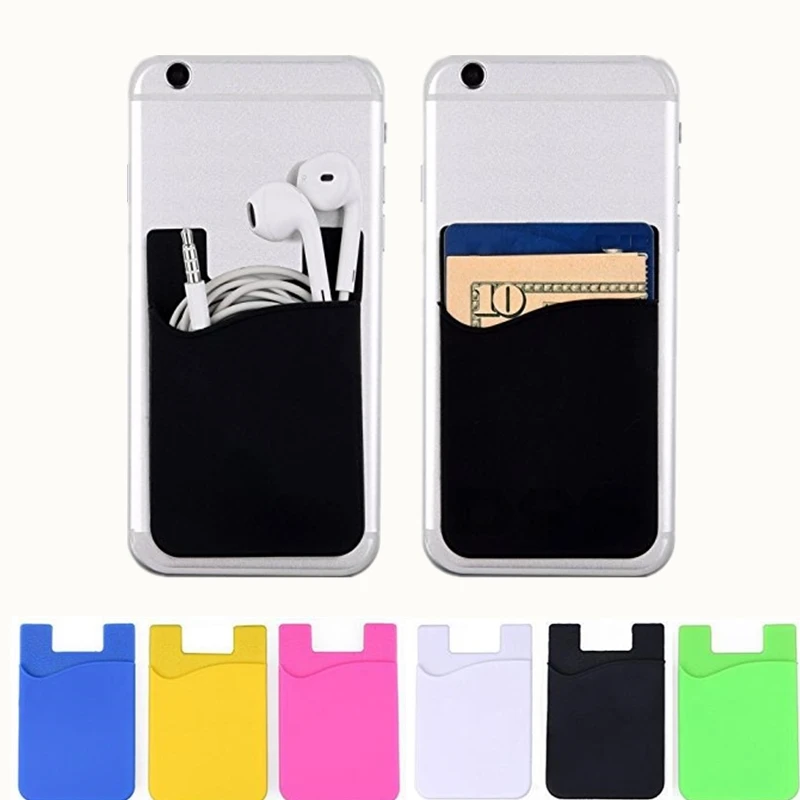 Portable Women Men Phone Card Holder Wallet Bus Card Business Credit ID Card Holder Case Pocket on 3M Adhesive Fashion Sticker