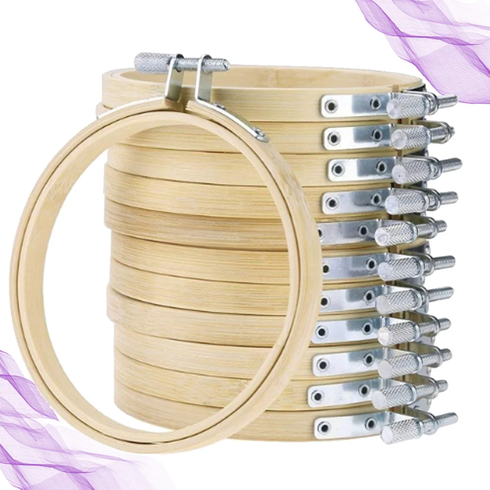 

12pcs Circle Frame Bamboo Embroidery DIY Craft Cross Stitch Chinese Traditional Sewing Manual Tool (10cm)