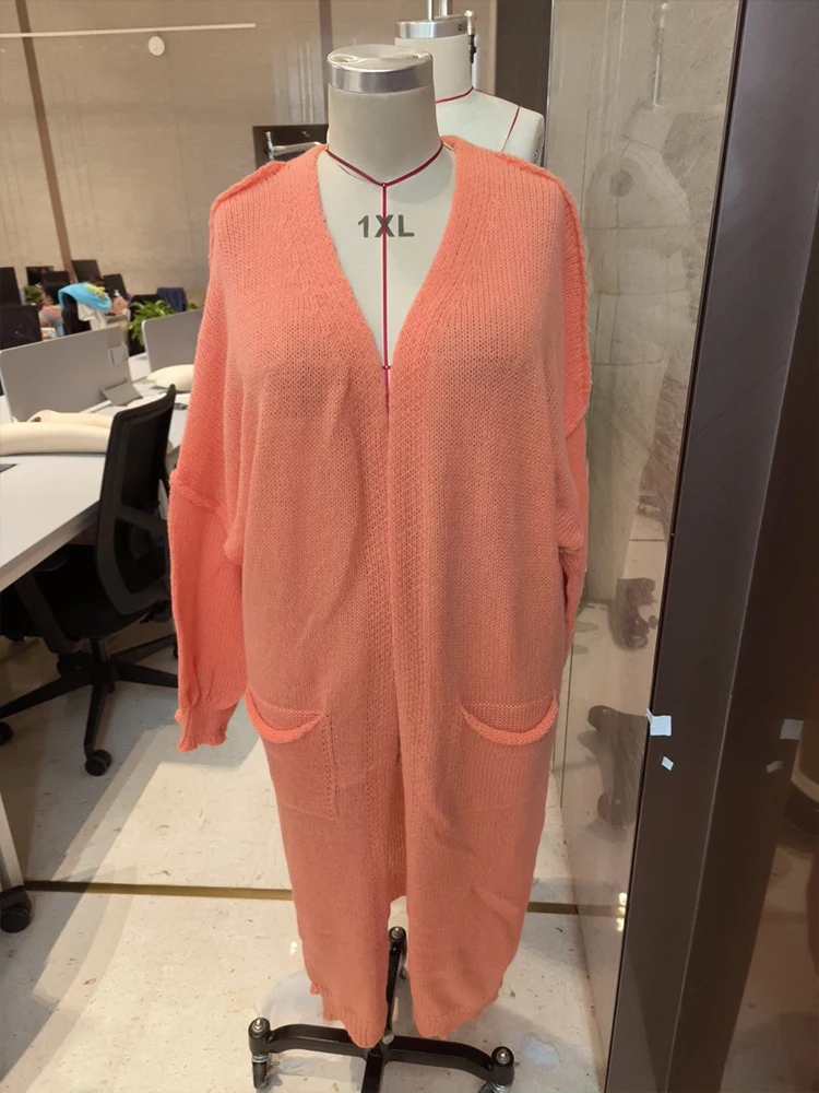 Женский вязаный кардиган составного кроя элегантная свободная Длинная Верхняя