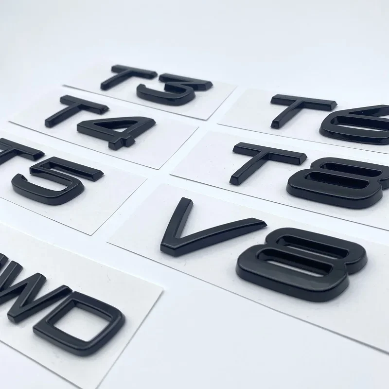 Глянцевая черная эмблема B5 B6 T3 T4 T5 T6 T8 V8 D3 D4 D5 D6 AWD Эмблема с буквами багажника