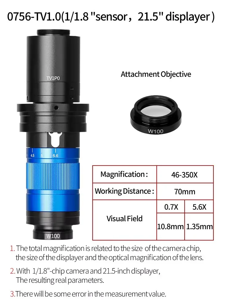 

Промышленный видеомикроскоп C-Mount Type 15-700X Увеличение 0,7X-5,6X Оптический зум-объектив