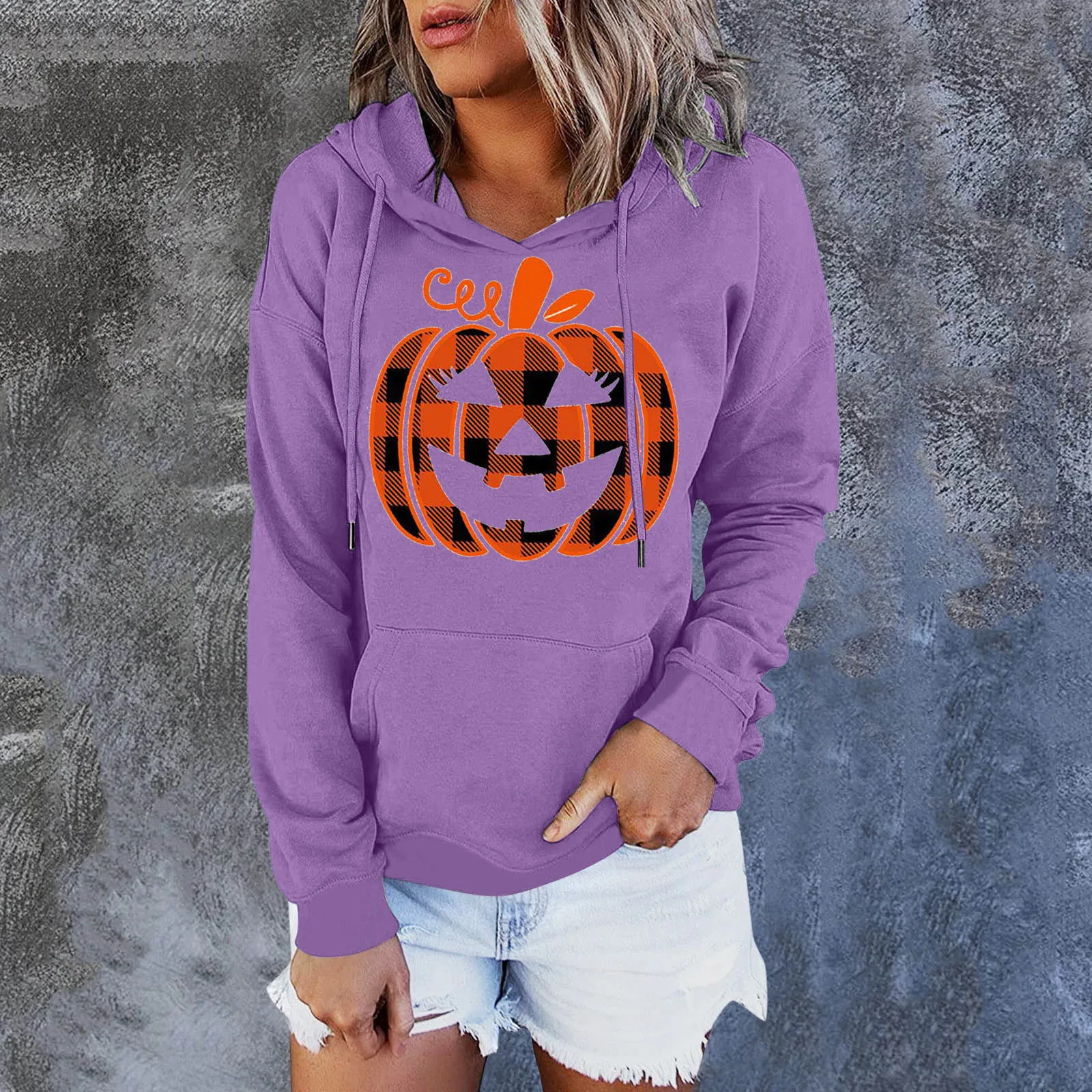 

Женская Длинная толстовка с капюшоном на завязках с карманами на Хэллоуин, Женская толстовка на молнии, топ с ложным воротником, модная Женс...
