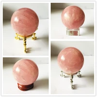 3 7cm natural rose quartz sphere crystal ball healing stone gemstone home decor 1 stand