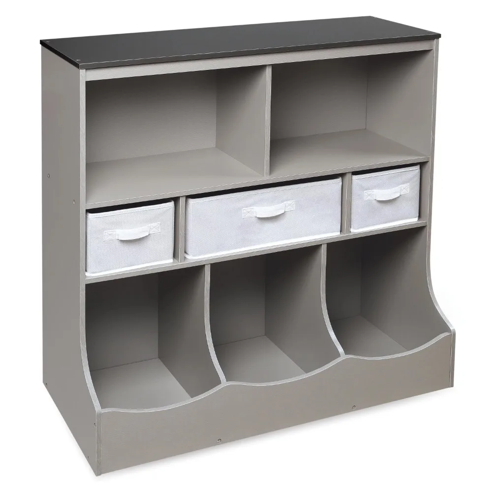 

Combo Bin Storage Unit with Three Baskets - Woodgrain/Gray & Organization/Shelving