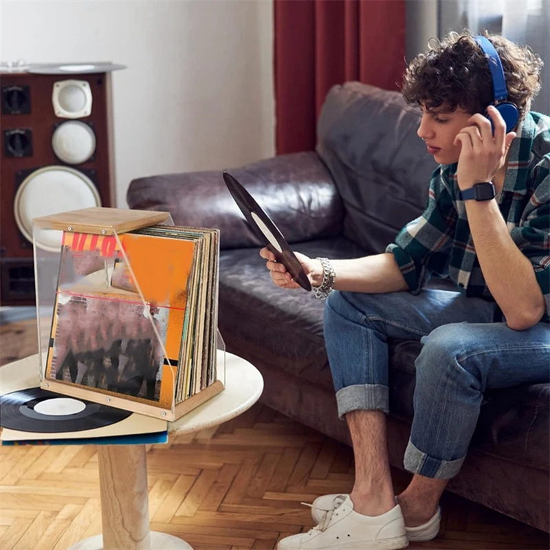 Держатель для хранения пластинок стеллаж выставки товаров из цельного дерева