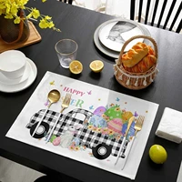 placemats for diningtable happy easter cute bunny funny art egg spring truck fresh petal butterflies rustic washable place mats