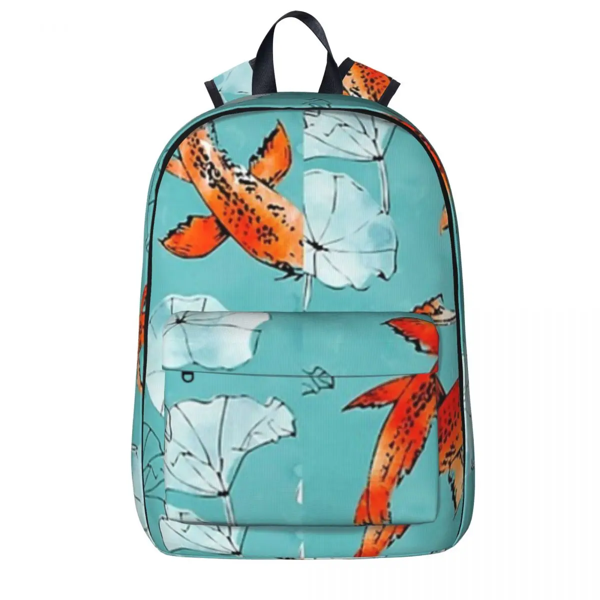 

Waterlily Koi In Turquoise Backpack Waterproof Student School Bag Laptop Rucksack Travel Rucksack Large Capacity Bookbag