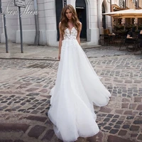 romantic womens wedding dresses 2022 a line spaghetti straps bride dress appliques backless lace bridal gown vestido de novia