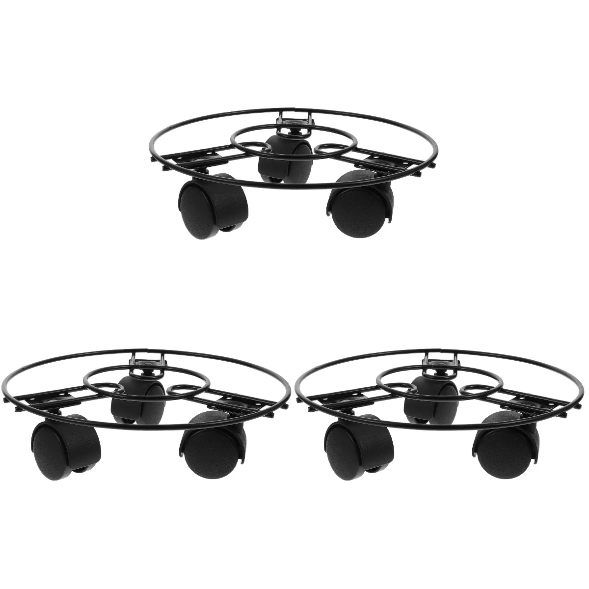 

Set 3 Basin Frame Shelf Holder Pot Stand Flowerpot Container Universal Wheel Planting Trays Iron Planter