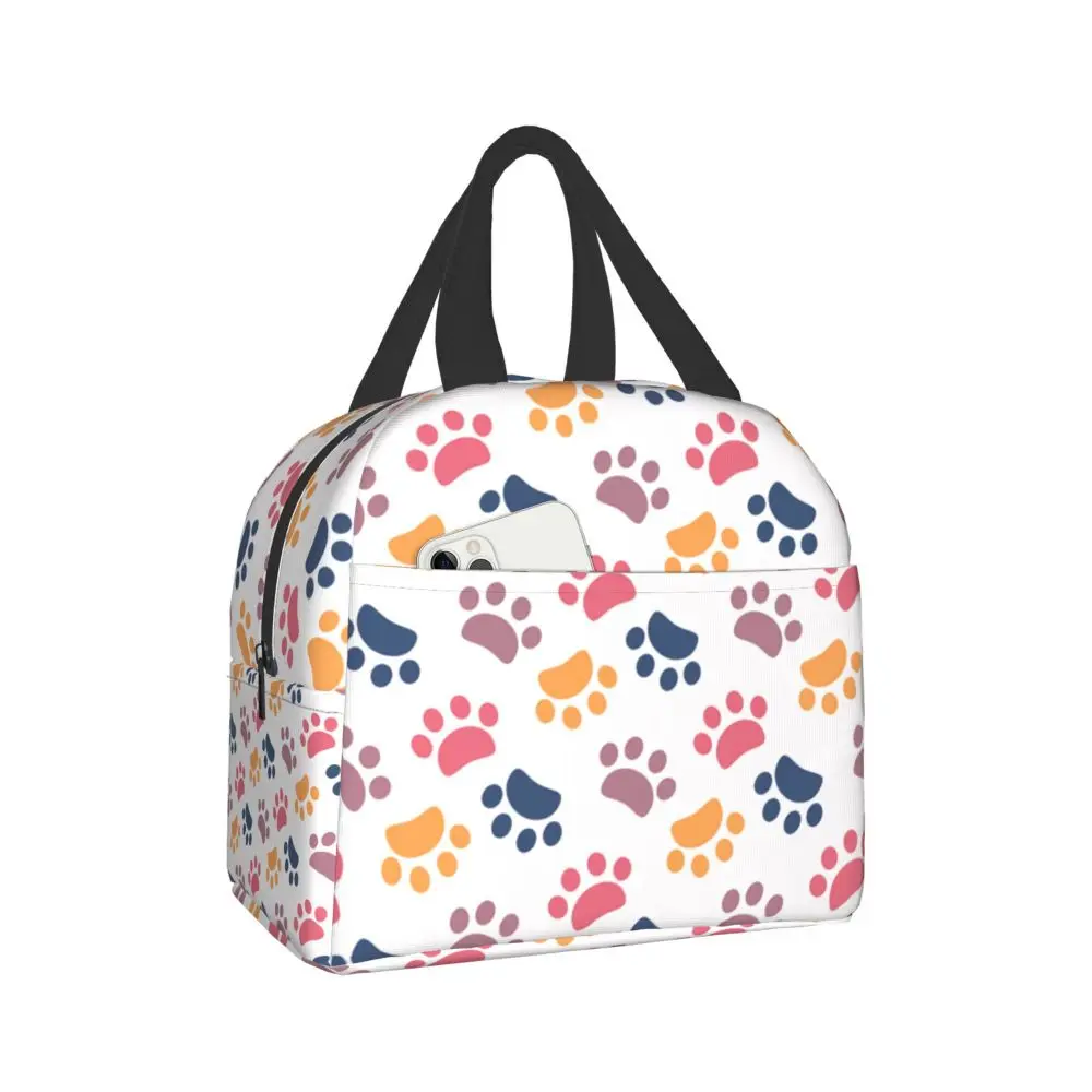 

Pet Paw Pattern Animal Imprint Insulated Lunch Bag for School Office Dog Footprint Gift Picnic Thermal Cooler Lunch Box Women