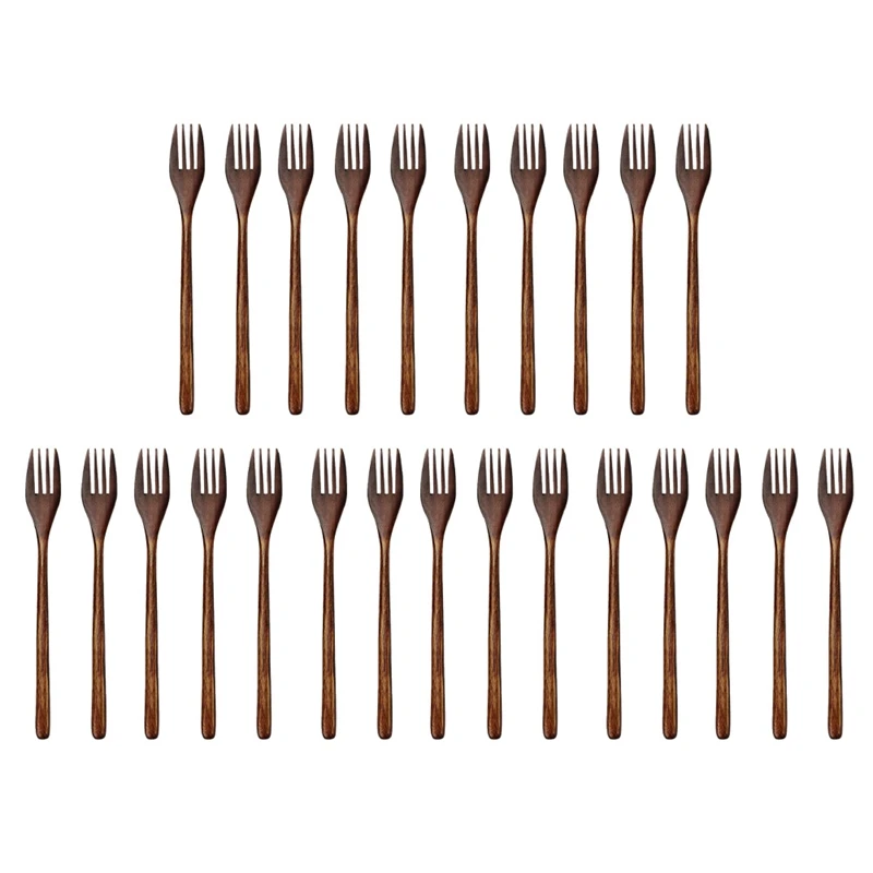 

New 25 Pieces Eco-Friendly Wood Salad Dinner Fork Tableware Dinnerware For Kids Adult (25 Pieces No Rope Wooden Forks)