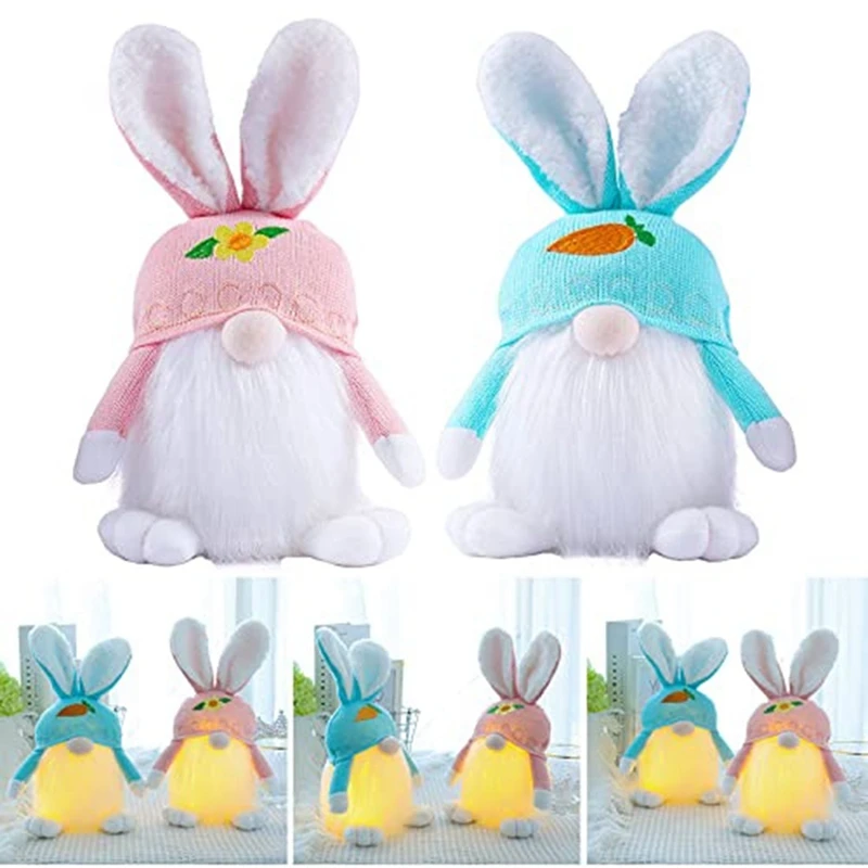 

Luminous Easter Knitted Wool Bunny Figurine Ornamentseaster Bunny Gnome Luminous Plush Elf Decorations For Kids