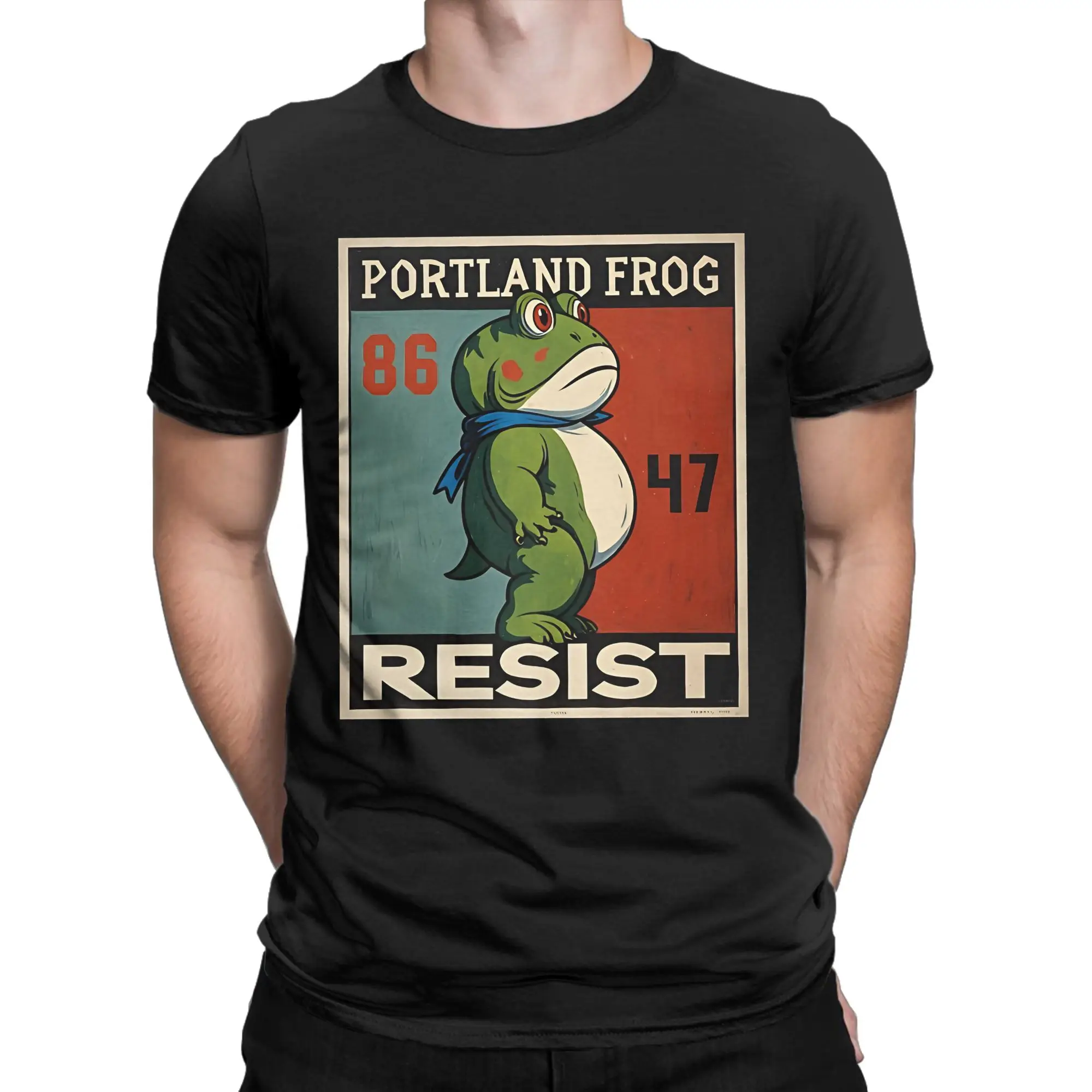 Фото Мужские футболки Resist Frogs Portland Frog Stand Strong No Kings in America с 1776 Хлопковая футболка Футболки с короткими рукавами №2
