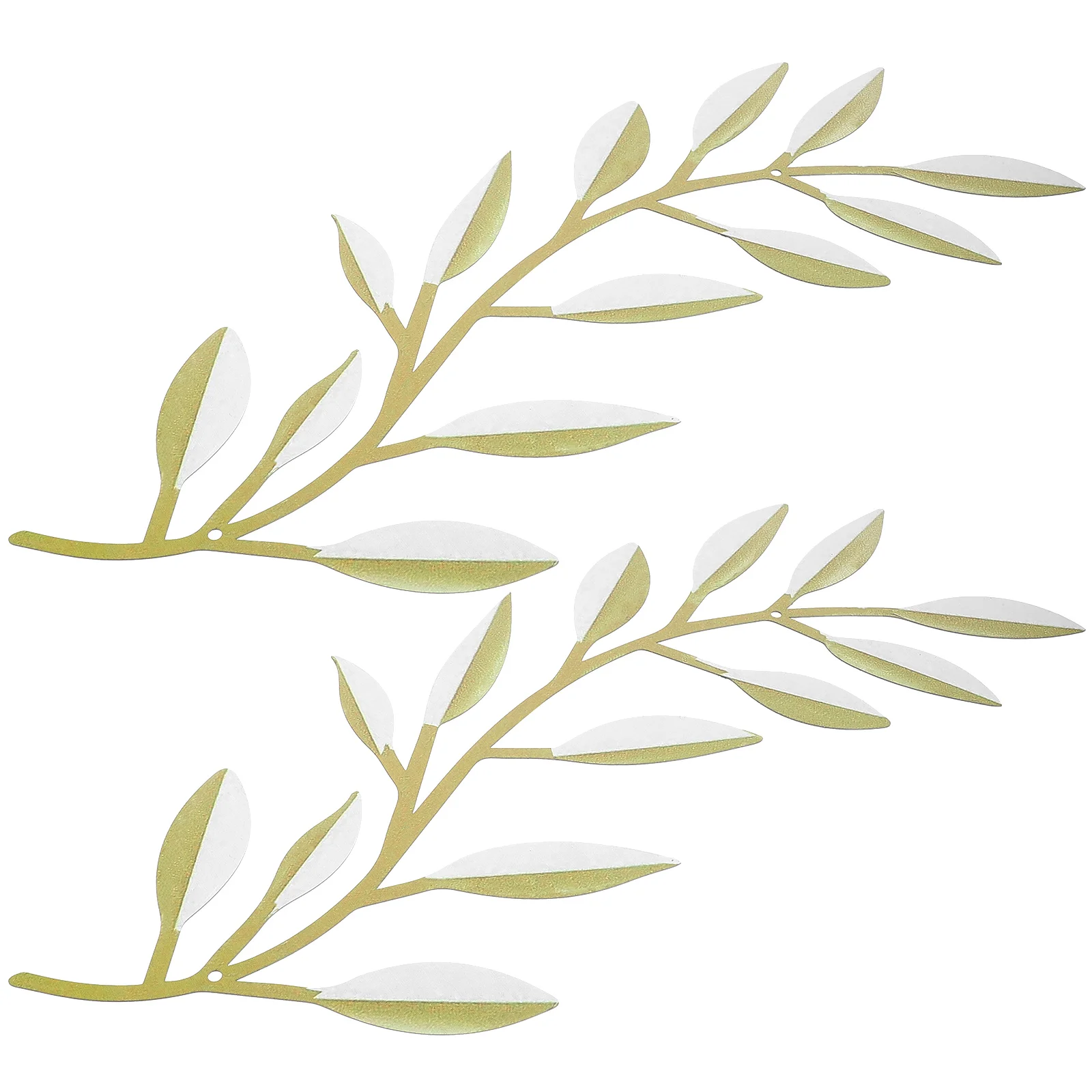 

2pcs Metal Tree Leaf Wall Decor Household Olive Vine Leaves Wall Sculpture