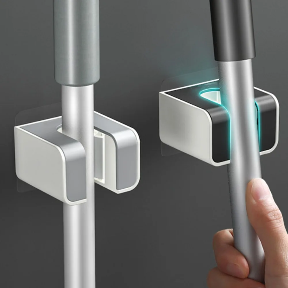 

1pcs Multi-Purpose Storage Rack Kitchen Bathroom Accessories Wall Mounted Storage Hook Broom Clip Broom Hanger Mop Holder