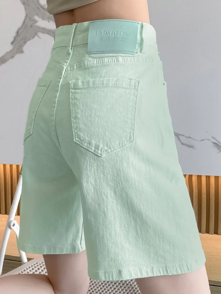 Vintage High Waist Perforated Jeans Loose Straight Crop Pants 2023 Summer New Fashion Women'S Clothing