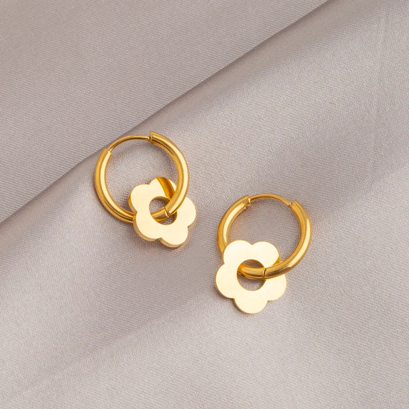 Европейские модные классические простые серьги в виде подсолнуха из титановой