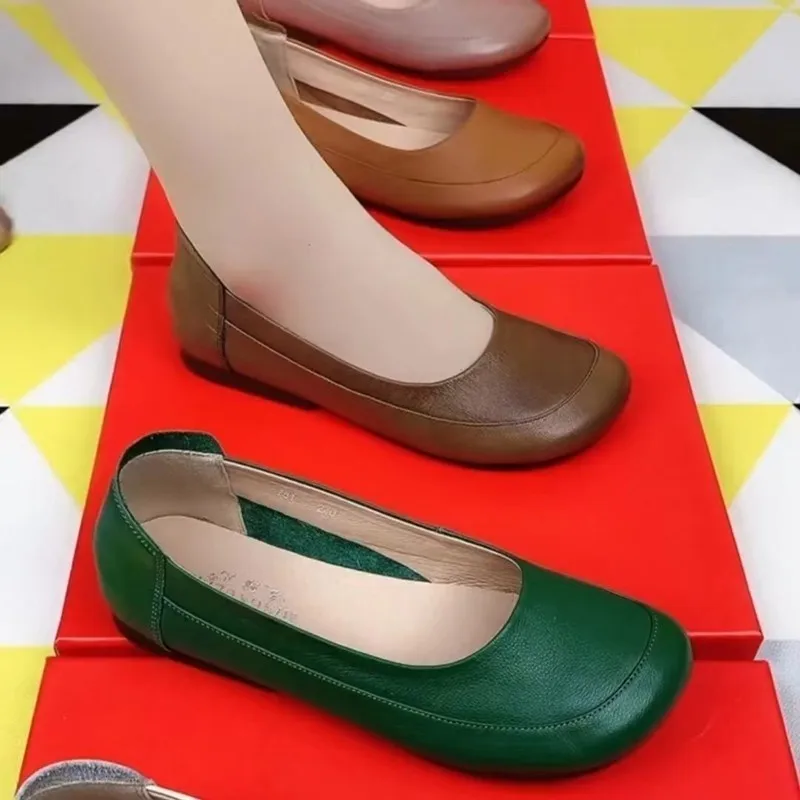 

Женские туфли с квадратным носком, на мягкой подошве, без застежки, в стиле ретро, лето-осень 2022