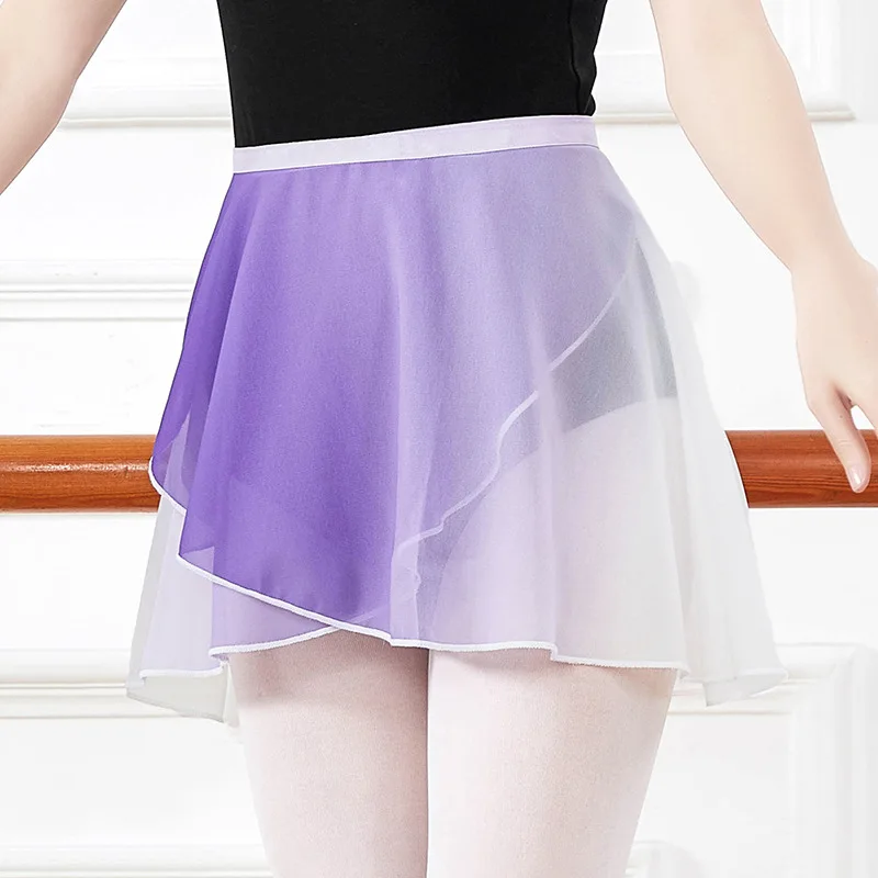 

USHINE Adult Gradient Color Chiffon Ballet Wrap Skirt Dance Leotard Skate Tutu Dress Girls
