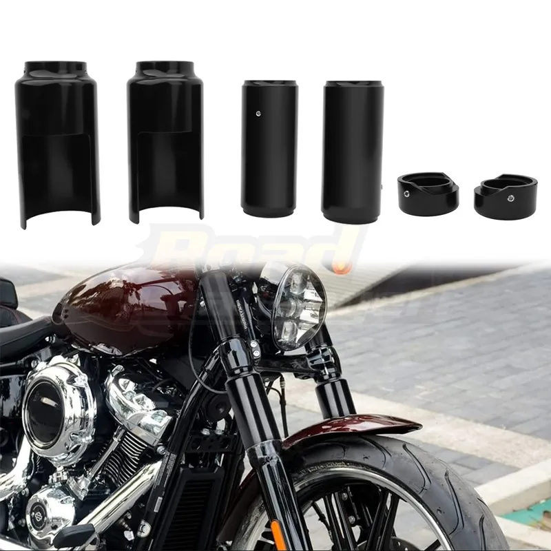 

Motorcycle Black Set Cover Fork Boot Cover Tube Kit For Harley Softail Breakout Street Bob FXBR FXBRS 2018-2021