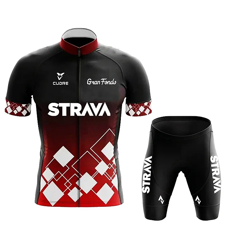 STRAVA Men's Cycling Clothing Summer Set Mountain Bike Comfort Jersey Equipment Sweat-Wicking and Quick-Drying