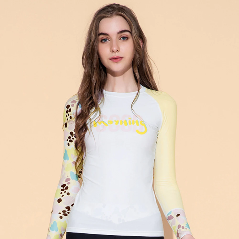 Women's Fashion Quick-Drying Sunscreen Split Long-Sleeve Surfing Suit UPF50+ Water Sports Beach Swim Snorkeling Surfing Top 2023