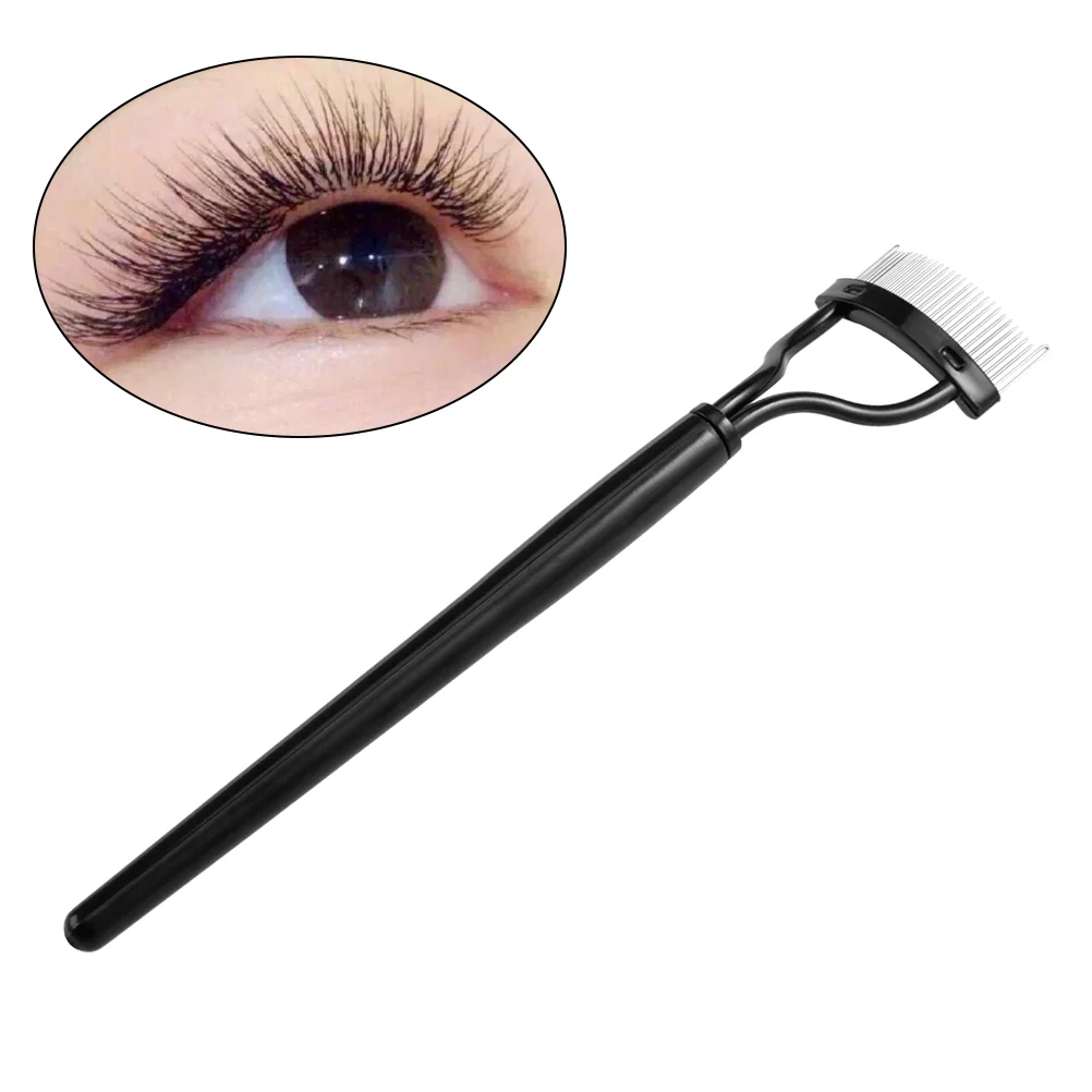 

Eyelash Comb Curlers Folding Makeup Mascara Applicator Eyelash Separator Define Grooming Brush Tool With Comb Cover Black