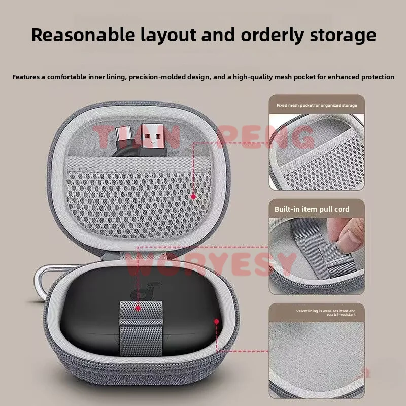 Фото Специально разработанный чехол WYORESY для хранения Bluetooth-гарнитуры Soundcore Aero Fit Pro соответствует оригинальным размерам открытой гарнитуры. №3