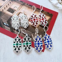 glass stone red white blue green dangle earrings pendant geometric accessories for women
