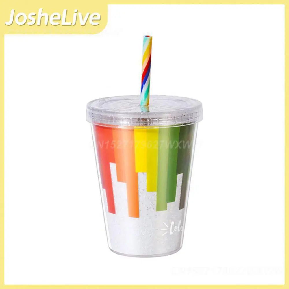 

Многоразовая соломенная чашка 380 мл, рождественский подарок, креативная Подарочная чашка, прозрачная чашка в виде водной волны, пластиковая холодная чашка для лета