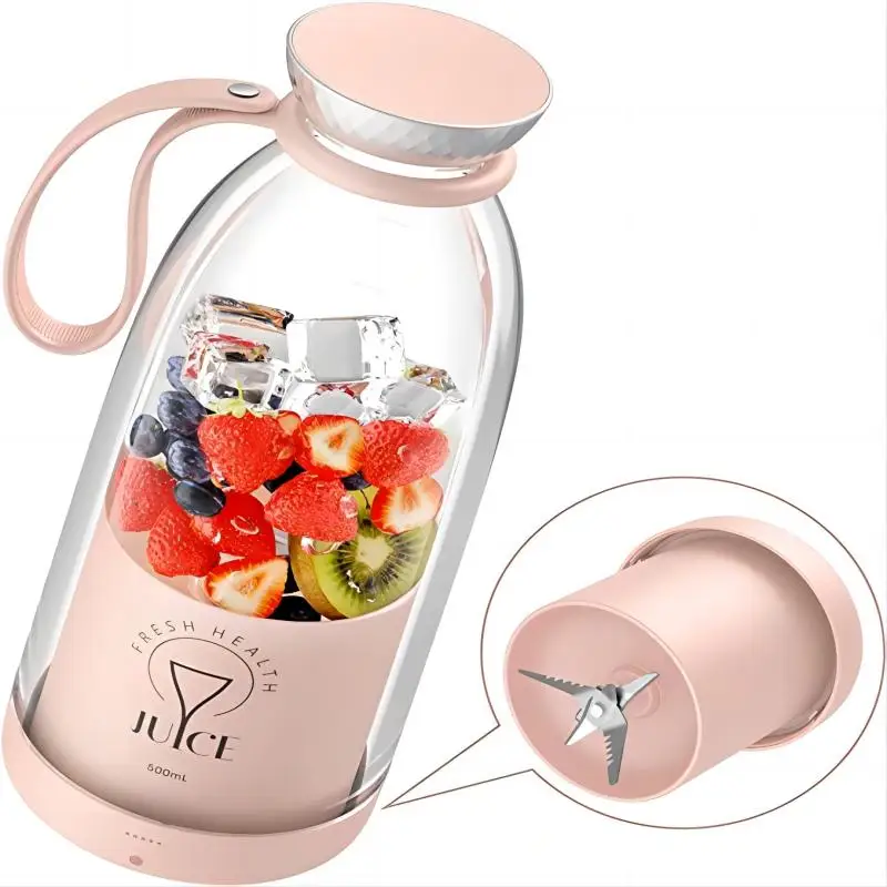 

Portable Juicer Fresh Juice Bottle Blender Plus 500ml Wireless Fruit Mixers 6 Blades 2400mAh Food Milkshake Ice Crush Cup