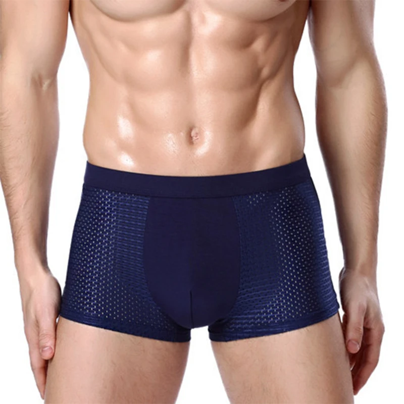 

Мужские трусы-боксеры из бамбукового волокна, женское эластичное летнее сексуальное мужское нижнее белье в виде сот