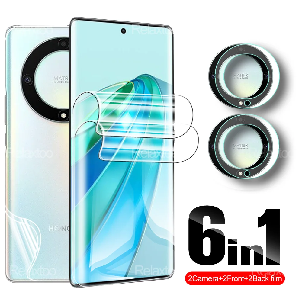 

6in1 For Honor X9a X40 Hydrogel Film Camera Lens Glass Front Back Cover Screen Protector Honar X9 A HonorX9a HonorX40 5G 6.67''