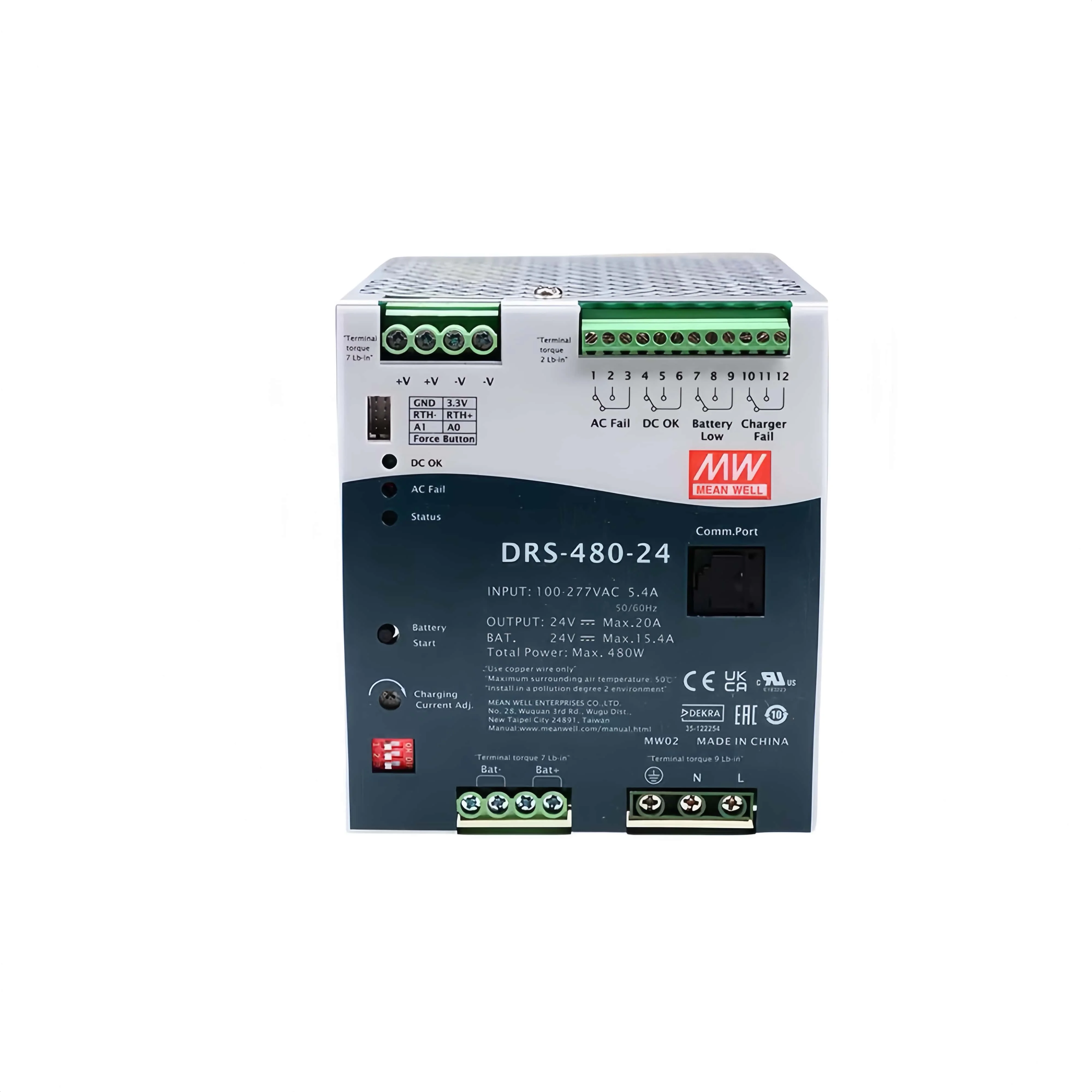 Фото Многофункциональный интеллектуальный блок питания MeanWell DRS-480-24 480W для систем безопасности №1