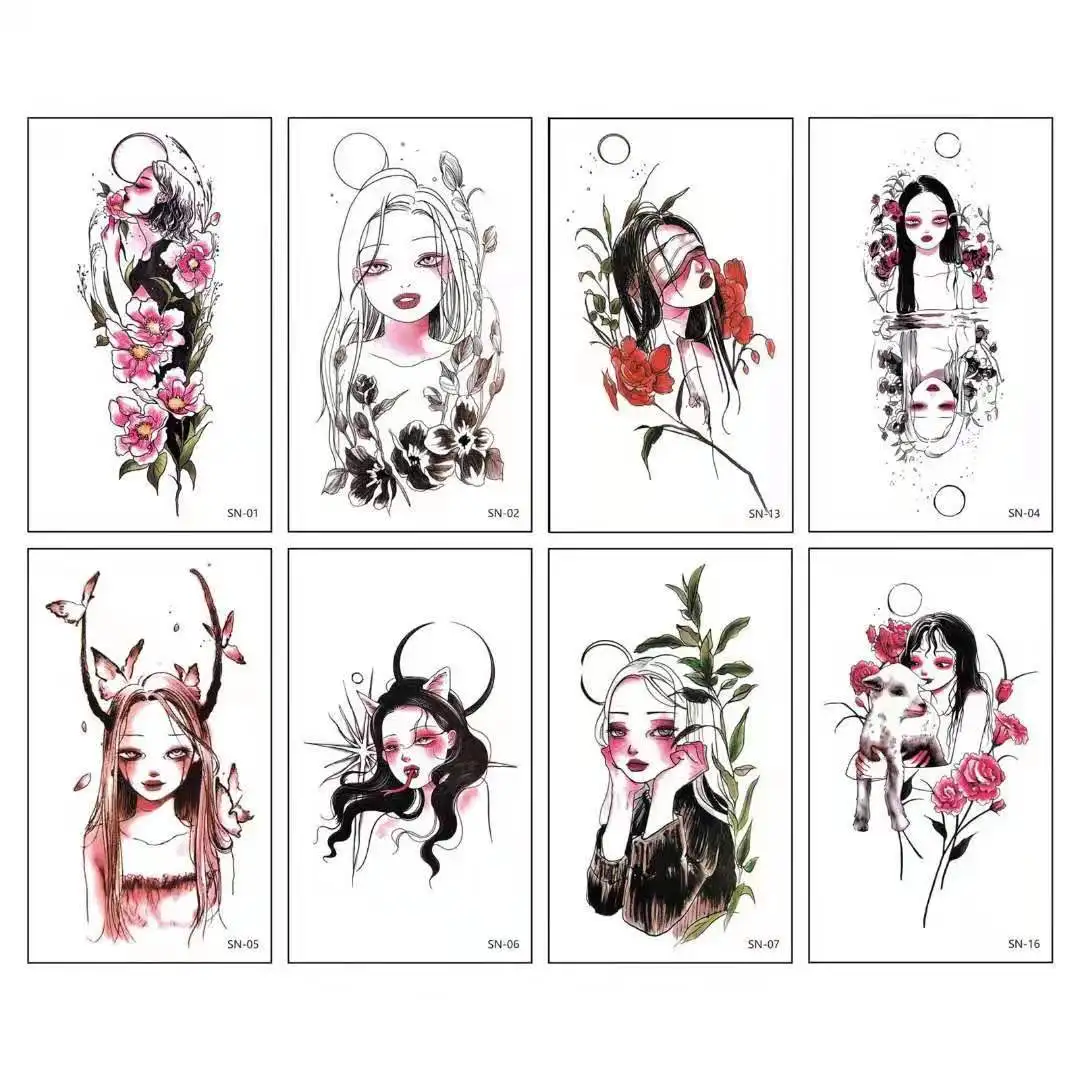 8PCS Anime ins Fake Tattoo Sticker Waterproof Temporary Sailor Moon Mermaid Flower Arm For Woman Body Transfer Art Water cute - купить по