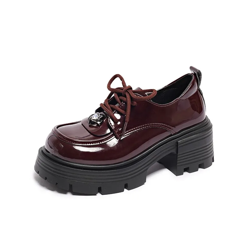 Весенне-осенняя новая женская повседневная обувь однотонная на высоком каблуке