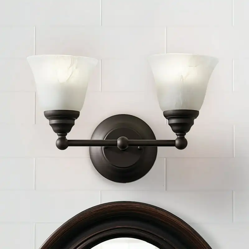 

Classic Dimmable LED Vanity Light,9W/60W Equiv Oil-Rubbed Bronze Alabaster Hardwired 2-Lights