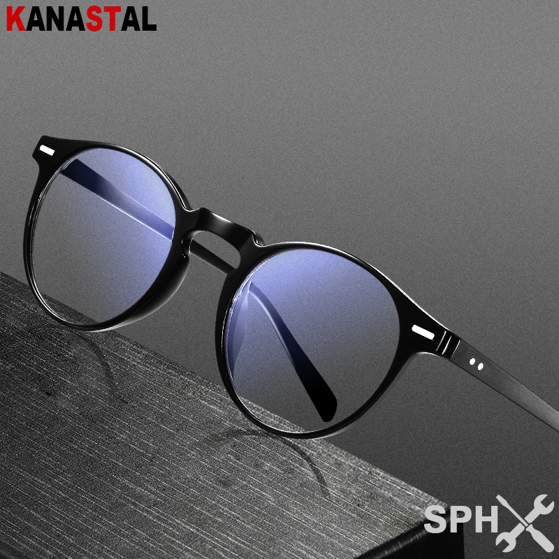 

CR39 очки для чтения по рецепту мужские и женские синие светильник с блокировкой оптической близорукости дальнозоркие очки TR90 круглые очки оправа