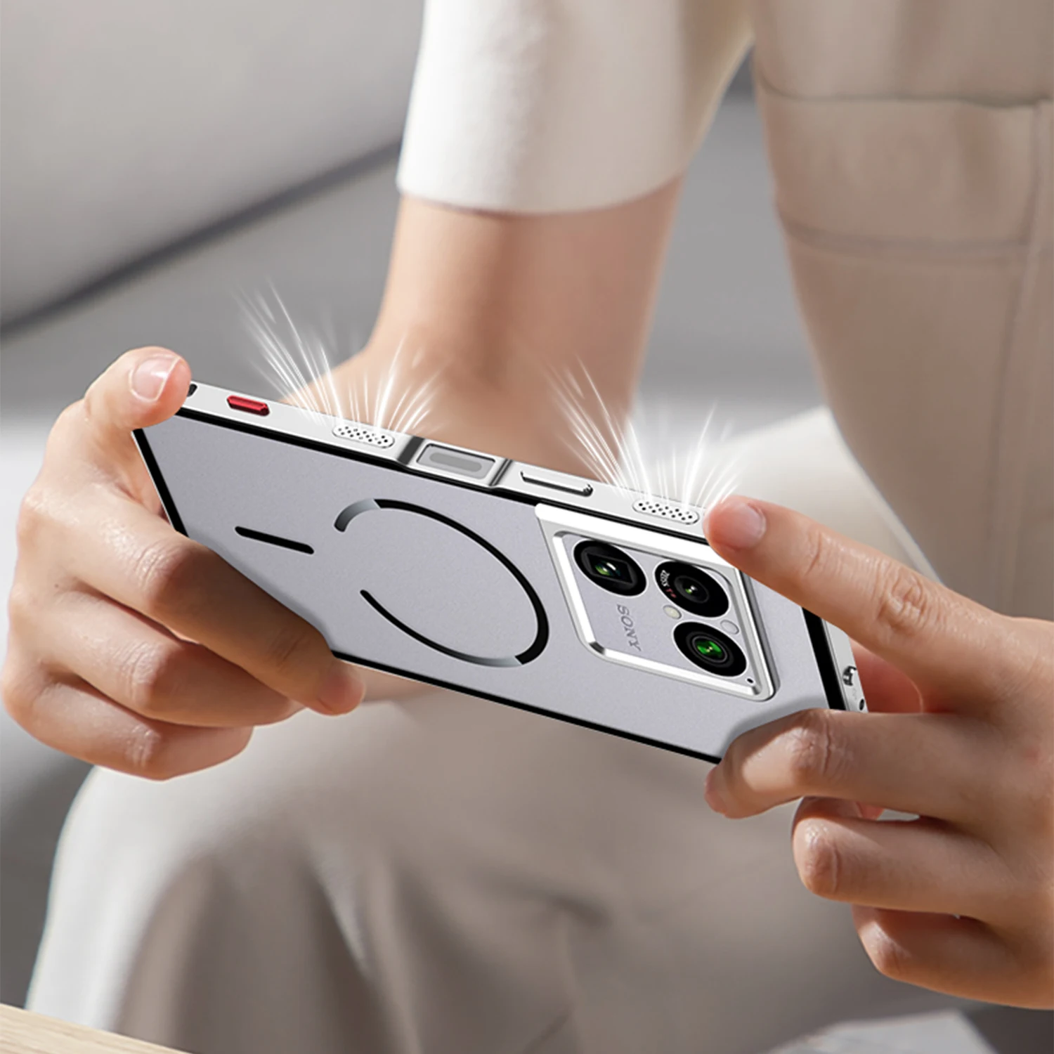 Фото Чехол из алюминиевого сплава для Sony Xperia 1 VIII с пружинной застежкой, разборка и сборка одним нажатием, независимые кнопки, жесткий металлический корпус №3