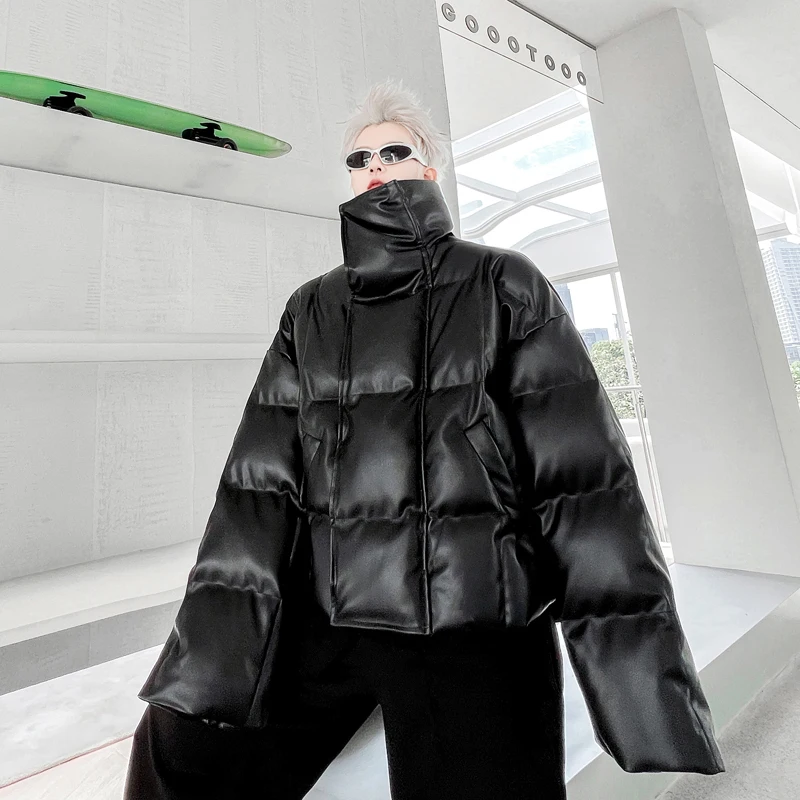 PFNW 2024 зимнее зеленое пальто с круглым подолом и воротником-стойкой хлопковая