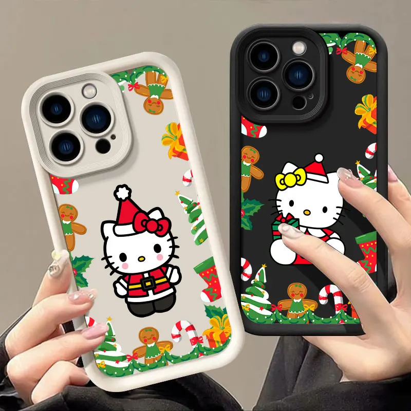 Рождественский забавный чехол для телефона Sanrio Hello Kitty iPhone 16 15 14 13 12 11 Pro Max Plus XS 7 SE2