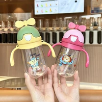 2022 new childrens straw cup strap portable plastic water cup cute bow kettle cute cup