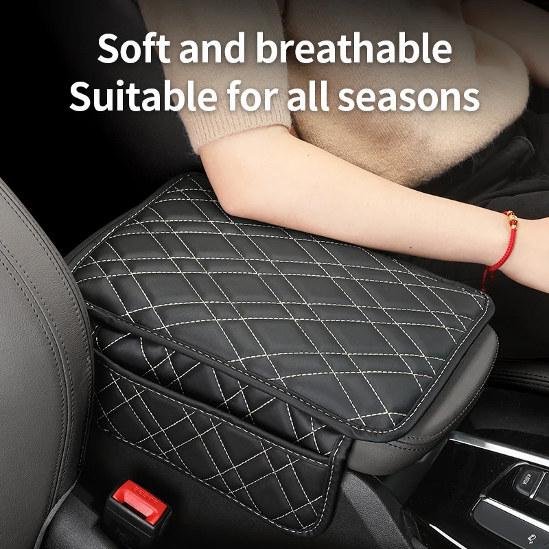

Universal Leather Car Armrest Mat Auto Storage Box Cover Pad Center Console Armrest Protect Cushion Interior Accessories For BWM