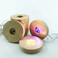 wooden round led light base dispaly base plate desktop stand ornament powered by usb for crystal ball jewelry glass vase acrylic