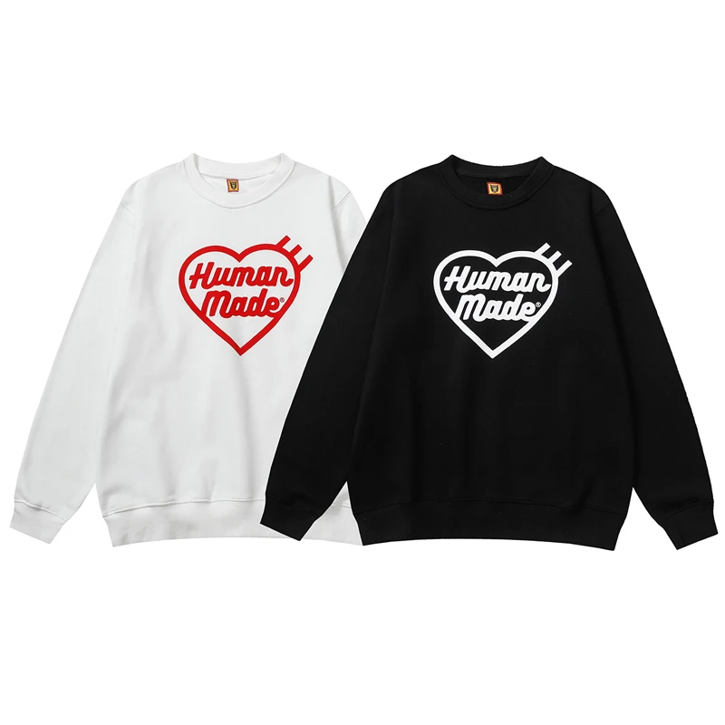 

HUMAN MADE Sweatshirts Men Women Crewneck Casual Hoodies Print Love Streetwear Harajuku Couple Outfits Man Clothing Y2k