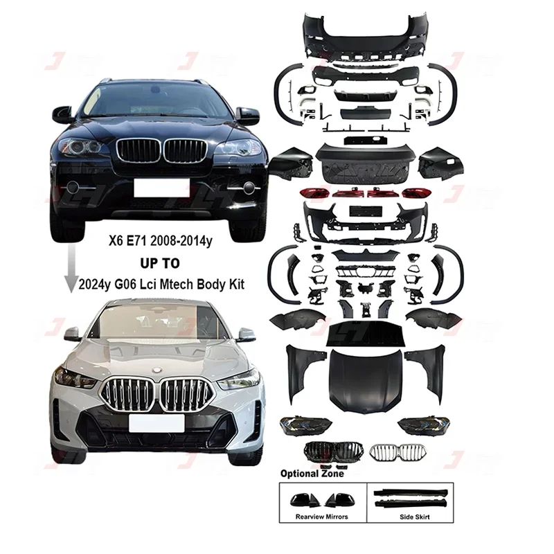 X6 E71 Обновление 2008-2014 года до 2024 G06 Комплект кузова Lci M-tech Sport Style без зеркала