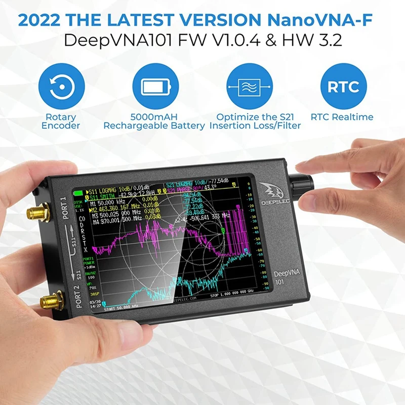 Nanovna-F FW V1.0.4 Векторный анализатор сети 10 кГц-1 5 ГГц HF VHF UHF 4 3-дюймовый антенный